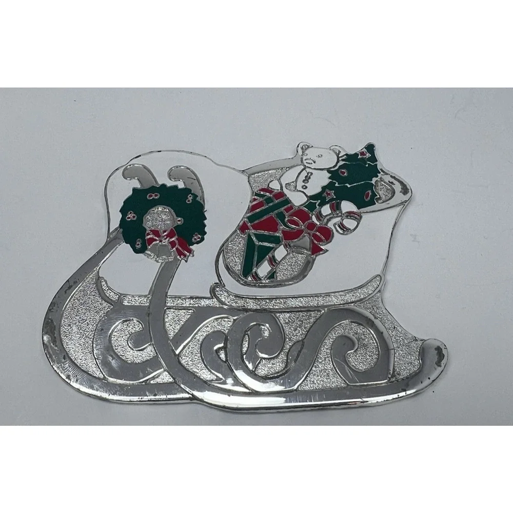 Wm. A. Rogers Vintage Christmas Sleigh Coasters Set of 6 Silverplate Felt Back